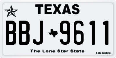 TX license plate BBJ9611