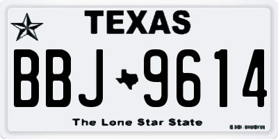 TX license plate BBJ9614