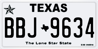 TX license plate BBJ9634