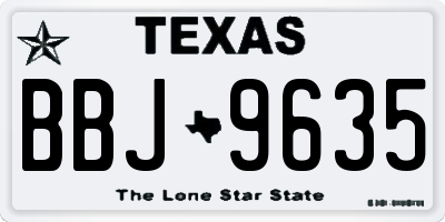 TX license plate BBJ9635