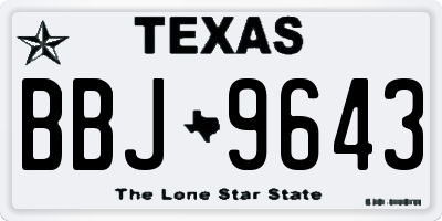 TX license plate BBJ9643