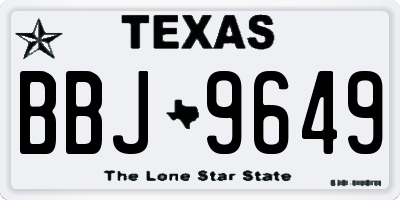TX license plate BBJ9649