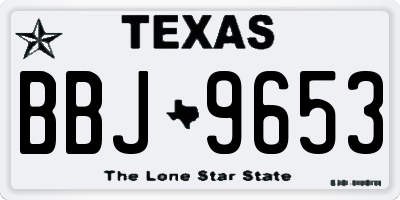 TX license plate BBJ9653