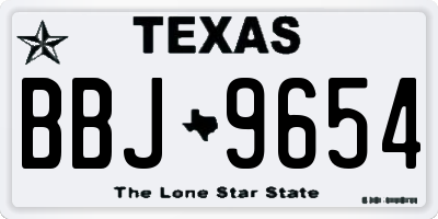 TX license plate BBJ9654