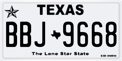 TX license plate BBJ9668