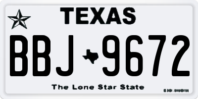 TX license plate BBJ9672