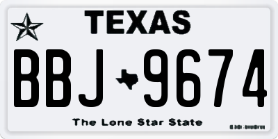 TX license plate BBJ9674