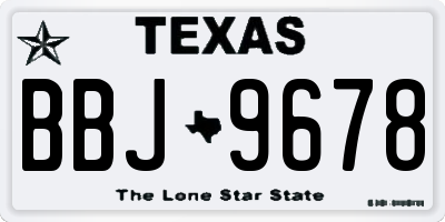 TX license plate BBJ9678