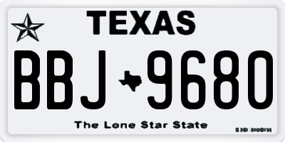 TX license plate BBJ9680