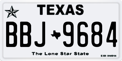 TX license plate BBJ9684