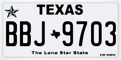 TX license plate BBJ9703