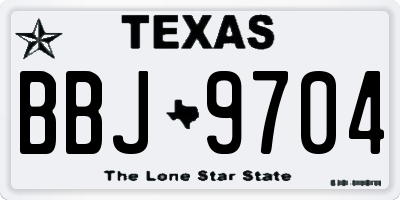 TX license plate BBJ9704