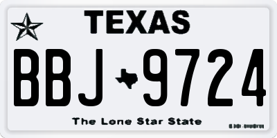TX license plate BBJ9724