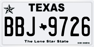 TX license plate BBJ9726
