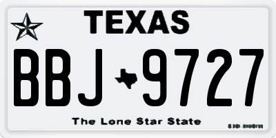 TX license plate BBJ9727