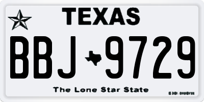 TX license plate BBJ9729