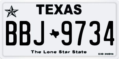 TX license plate BBJ9734