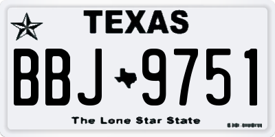 TX license plate BBJ9751