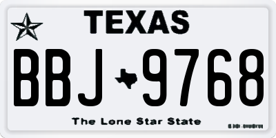 TX license plate BBJ9768