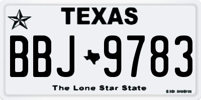 TX license plate BBJ9783