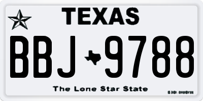 TX license plate BBJ9788
