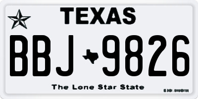 TX license plate BBJ9826
