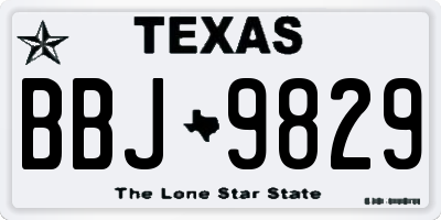 TX license plate BBJ9829