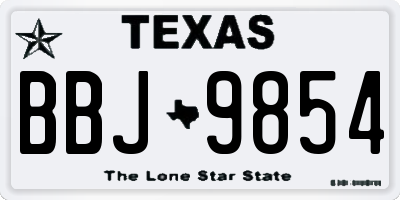 TX license plate BBJ9854