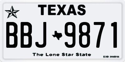 TX license plate BBJ9871