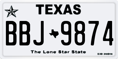 TX license plate BBJ9874