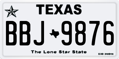 TX license plate BBJ9876