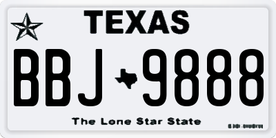 TX license plate BBJ9888