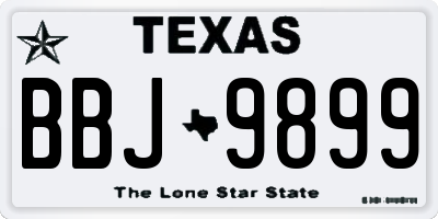 TX license plate BBJ9899