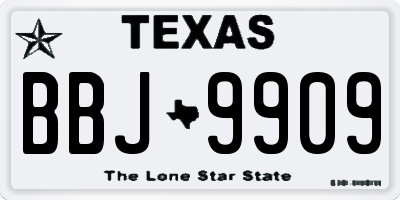 TX license plate BBJ9909