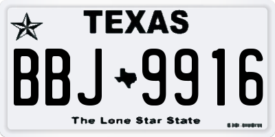 TX license plate BBJ9916