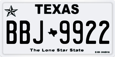 TX license plate BBJ9922