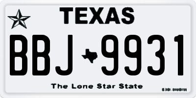 TX license plate BBJ9931