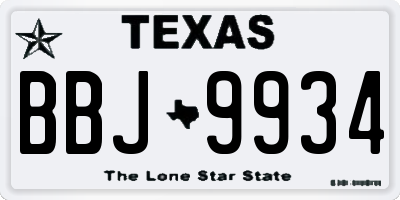 TX license plate BBJ9934