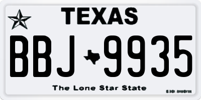 TX license plate BBJ9935
