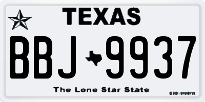 TX license plate BBJ9937