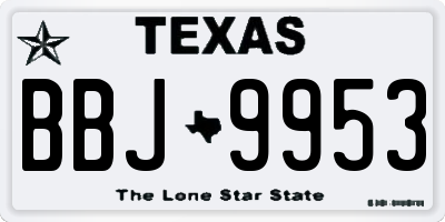 TX license plate BBJ9953