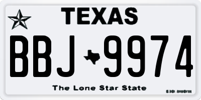 TX license plate BBJ9974