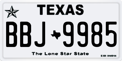 TX license plate BBJ9985