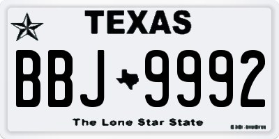TX license plate BBJ9992