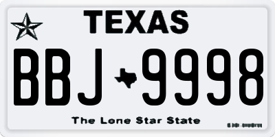 TX license plate BBJ9998