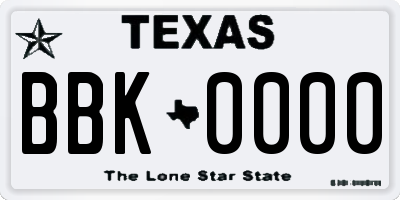 TX license plate BBK0000