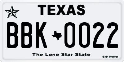 TX license plate BBK0022