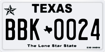 TX license plate BBK0024