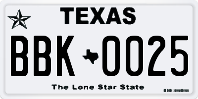TX license plate BBK0025