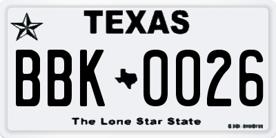 TX license plate BBK0026
